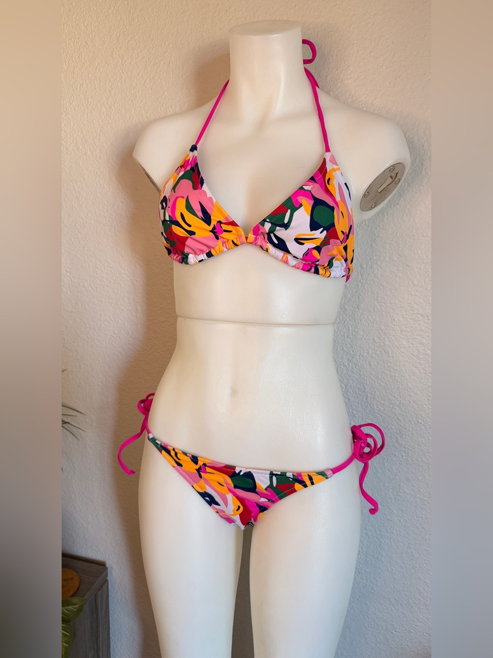 Colorful Two Piece Bikini Set Tropical Print Tie Bikini Beach Chic